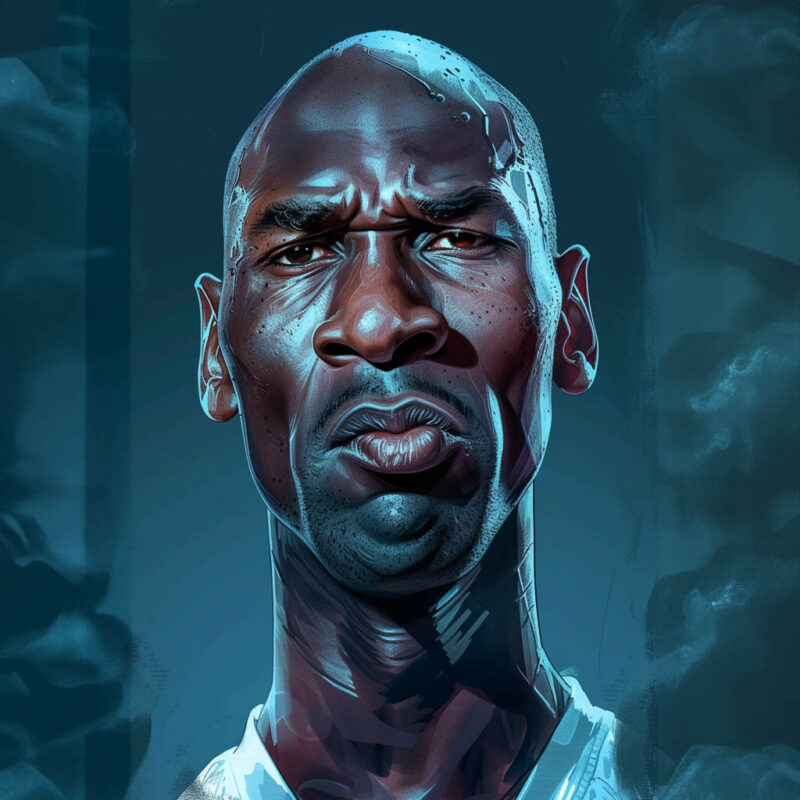 A caricature of Michael Jordan.