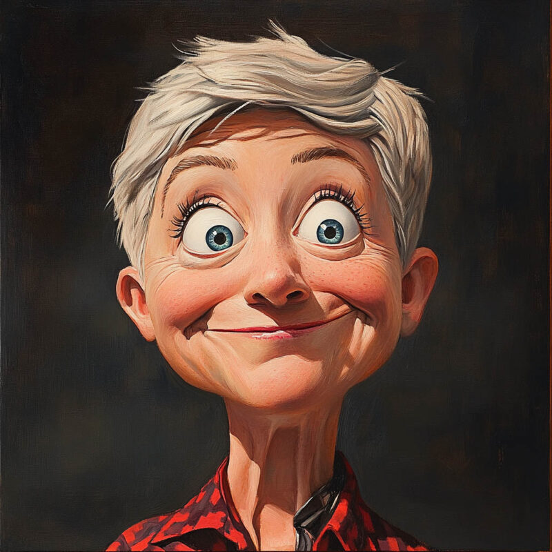 A caricature of Ellen DeGeneres.