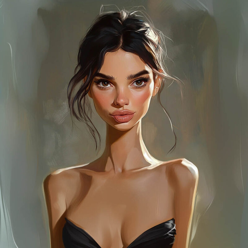 A caricature of Emily Ratajkowski.