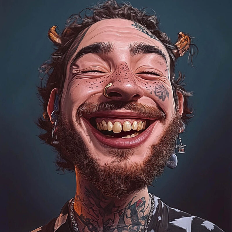 A caricature of Post Malone.