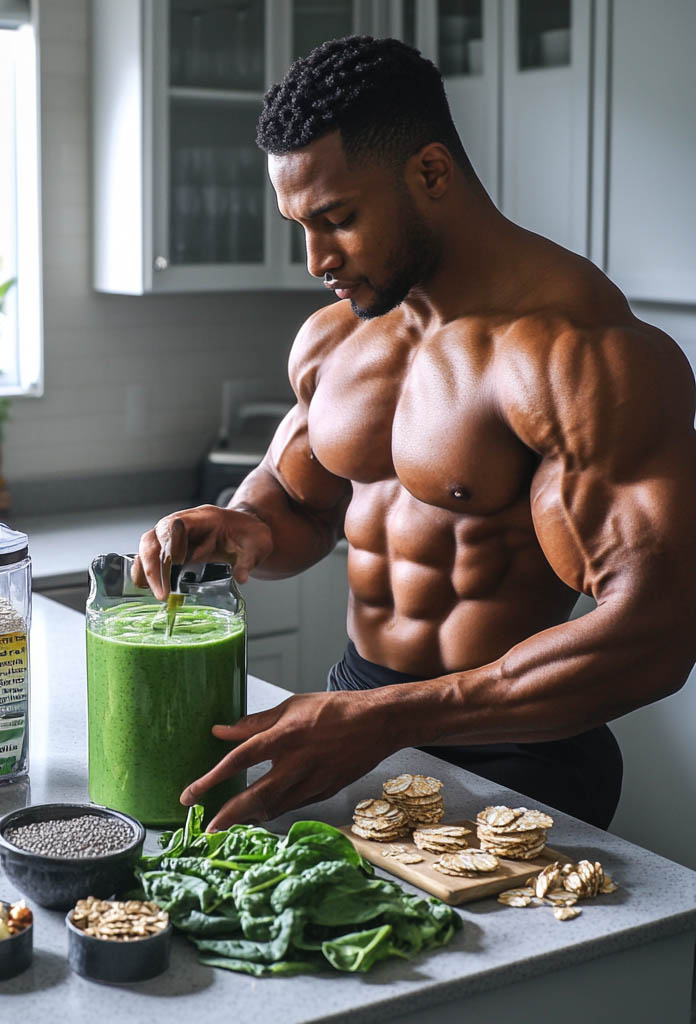 A bodybuilder adds MCT to his smoothie.