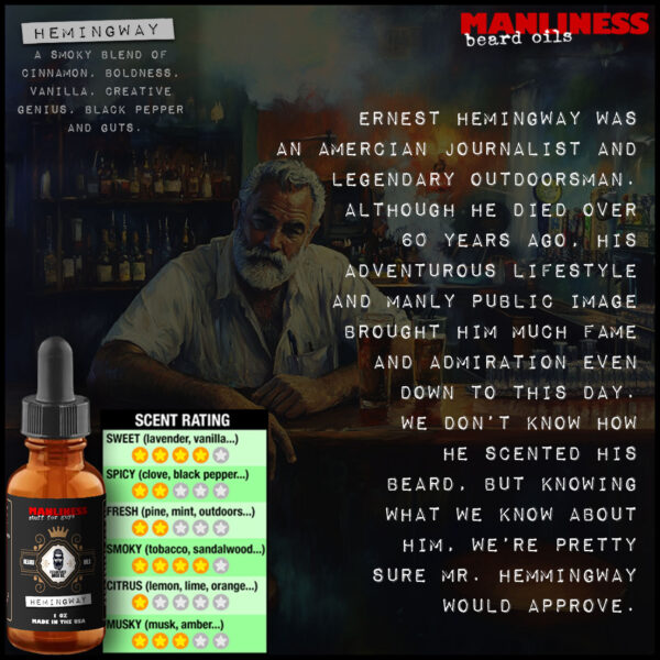 Manliness Beard Oil- Hemingway scent