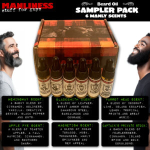 MANLINESS Beard Oil Sampler Pack- 6 unique scents